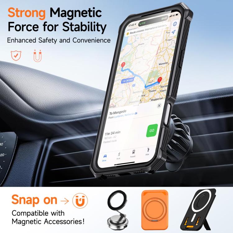 Custodia per telefono antiurto con supporto metallico nascosto e magnetico., For iPhone 17 Pro Max, For iPhone 17 Pro, For iPhone 17, For iPhone Air