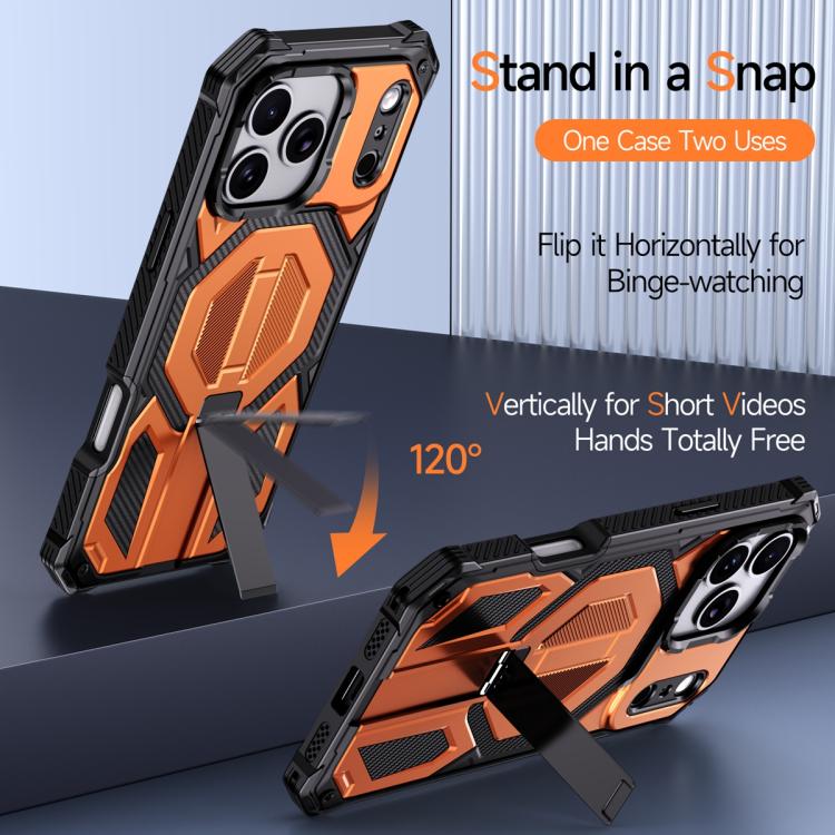 Custodia per telefono antiurto con supporto metallico nascosto e magnetico., For iPhone 17 Pro Max, For iPhone 17 Pro, For iPhone 17, For iPhone Air