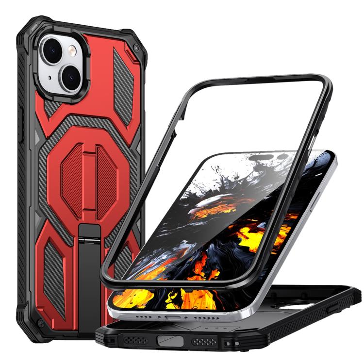 Custodia per telefono antiurto con supporto metallico nascosto e magnetico., For iPhone 15 Pro Max, For iPhone 15 Pro, For iPhone 15 Plus / 14 Plus, For iPhone 15