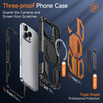 Custodia per telefono antiurto con supporto metallico nascosto e magnetico., For iPhone 16 Pro Max, For iPhone 16 Pro, For iPhone 16 Plus, For iPhone 16