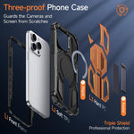 Custodia per telefono antiurto con supporto metallico nascosto e magnetico., For iPhone 15 Pro Max, For iPhone 15 Pro, For iPhone 15 Plus / 14 Plus, For iPhone 15