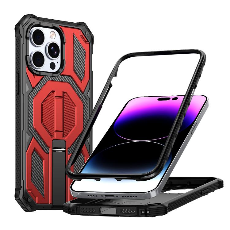 Custodia per telefono antiurto con supporto metallico nascosto e magnetico., For iPhone 14 / 13, For iPhone 14 Pro, For iPhone 14 Pro Max, For iPhone 13 Pro Max