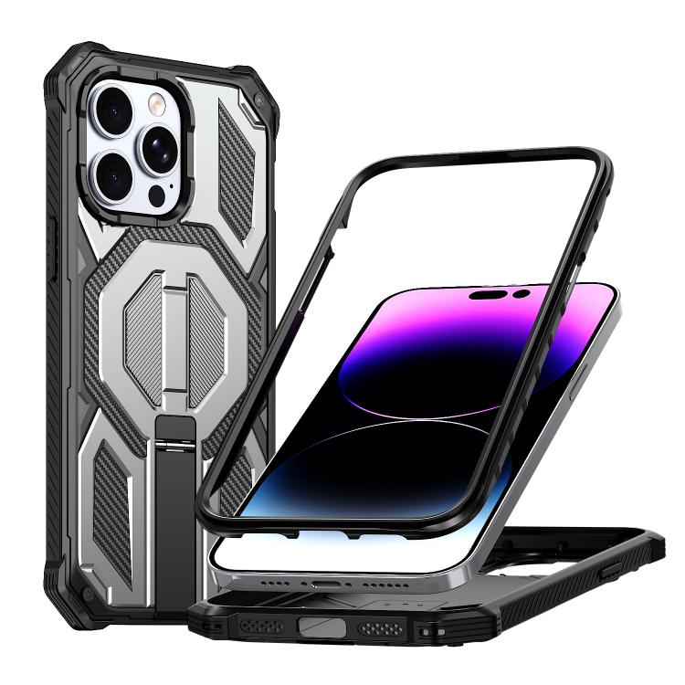Custodia per telefono antiurto con supporto metallico nascosto e magnetico., For iPhone 14 / 13, For iPhone 14 Pro, For iPhone 14 Pro Max, For iPhone 13 Pro Max