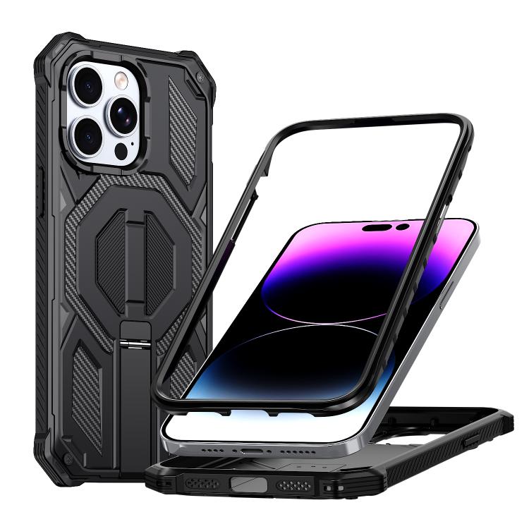 Custodia per telefono antiurto con supporto metallico nascosto e magnetico., For iPhone 14 / 13, For iPhone 14 Pro, For iPhone 14 Pro Max, For iPhone 13 Pro Max