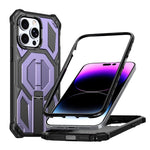 Custodia per telefono antiurto con supporto metallico nascosto e magnetico., For iPhone 14 / 13, For iPhone 14 Pro, For iPhone 14 Pro Max, For iPhone 13 Pro Max