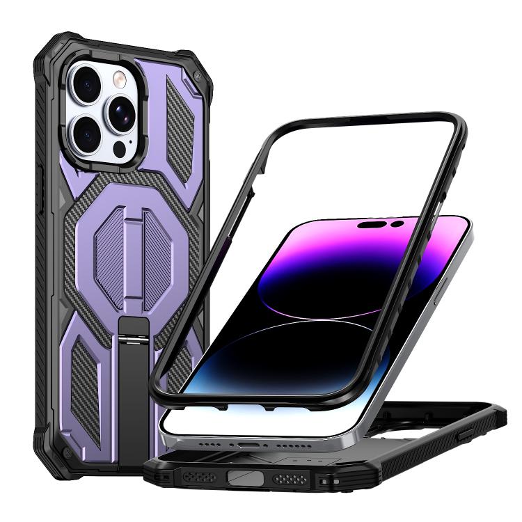 Custodia per telefono antiurto con supporto metallico nascosto e magnetico., For iPhone 14 / 13, For iPhone 14 Pro, For iPhone 14 Pro Max, For iPhone 13 Pro Max