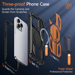 Custodia per telefono antiurto con supporto metallico nascosto e magnetico., For iPhone 13 Pro