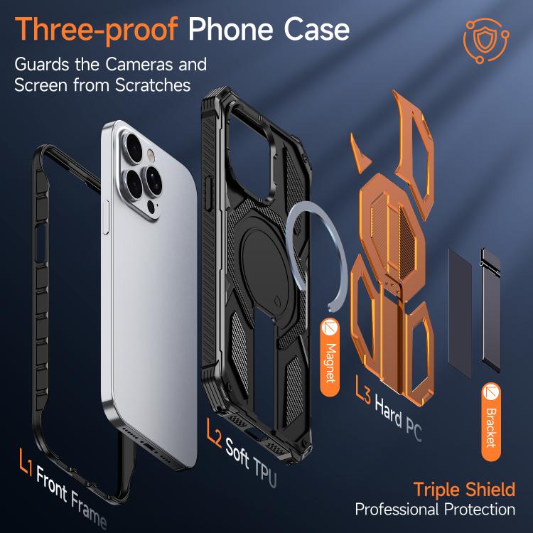 Custodia per telefono antiurto con supporto metallico nascosto e magnetico., For iPhone 13 Pro