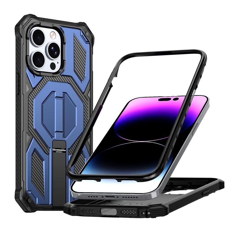 Custodia per telefono antiurto con supporto metallico nascosto e magnetico., For iPhone 13 Pro