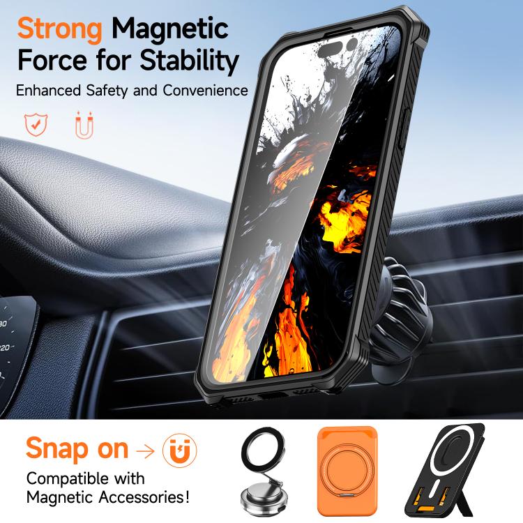 Custodia per telefono antiurto con supporto metallico nascosto e magnetico., For iPhone 14 / 13, For iPhone 14 Pro, For iPhone 14 Pro Max, For iPhone 13 Pro Max