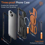 Custodia per telefono antiurto con supporto metallico nascosto e magnetico., For iPhone 14 / 13, For iPhone 14 Pro, For iPhone 14 Pro Max, For iPhone 13 Pro Max