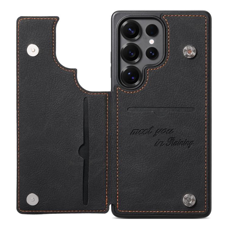 Custodia per telefono ESEBLE con doppia fibbia e texture retrò e scomparto per carte di credito., For Samsung Galaxy S25 Ultra 5G, For Samsung Galaxy S24 Ultra 5G, For Samsung Galaxy S23 Ultra 5G, For Samsung Galaxy S22 Ultra 5G                        ...