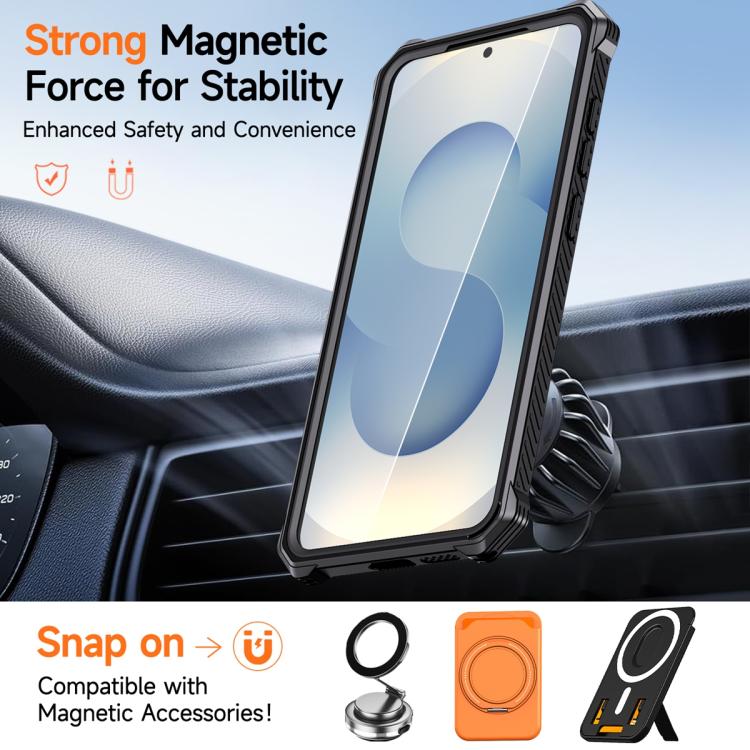 Custodia per telefono antiurto con supporto metallico nascosto e magnetico., For Samsung Galaxy S25 5G / S24 5G, For Samsung Galaxy S25+ 5G / S24+ 5G, For Samsung Galaxy S25 Ultra 5G, For Samsung Galaxy S24 Ultra 5G