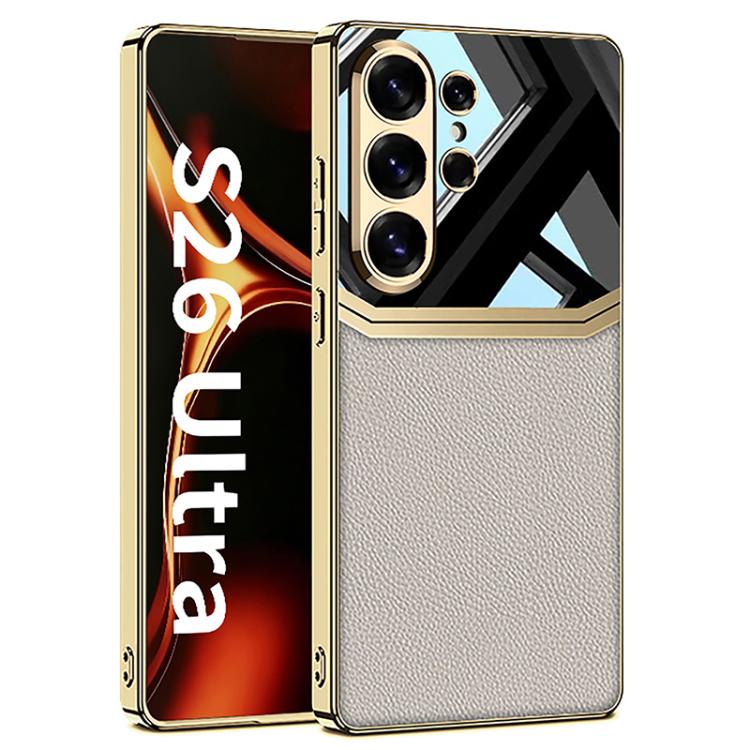Custodia per telefono con protezione completa in TPU GKK Plating + pelle per la lente., For Samsung Galaxy S26 Ultra 5G