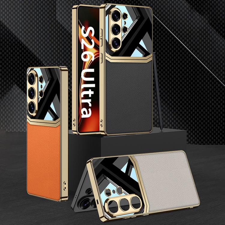 Custodia per telefono con protezione completa in TPU GKK Plating + pelle per la lente., For Samsung Galaxy S26 Ultra 5G