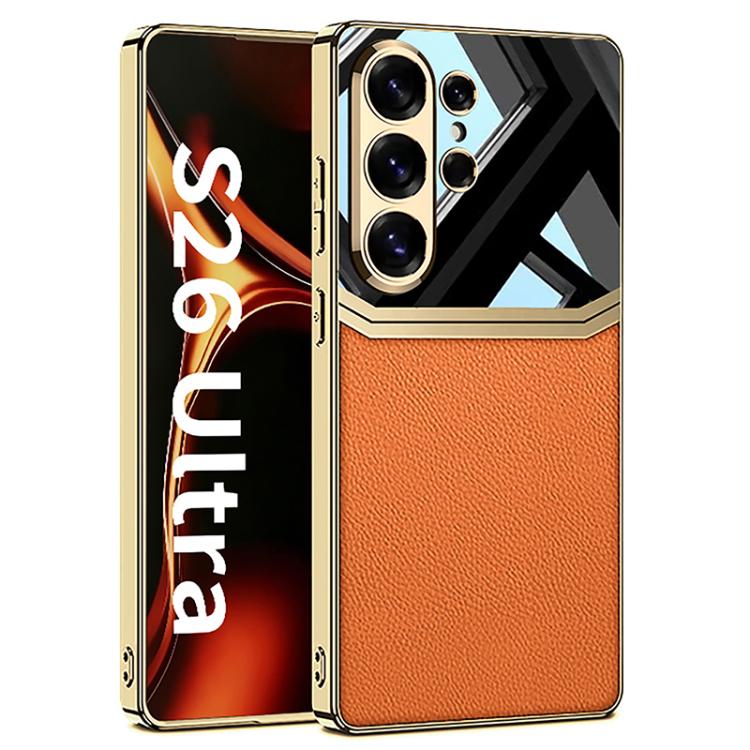 Custodia per telefono con protezione completa in TPU GKK Plating + pelle per la lente., For Samsung Galaxy S26 Ultra 5G