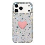 Custodia per telefono IMD Love Heart con strass flash su entrambi i lati, For iPhone 17e / 16e, For iPhone 17 Pro Max, For iPhone 17 Pro