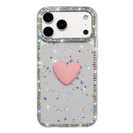 Custodia per telefono IMD Love Heart con strass flash su entrambi i lati, For iPhone 17e / 16e, For iPhone 17 Pro Max, For iPhone 17 Pro