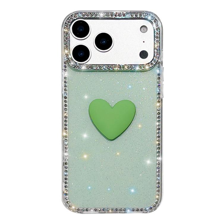 Custodia per telefono IMD Love Heart con strass flash su entrambi i lati, For iPhone 17e / 16e, For iPhone 17 Pro Max, For iPhone 17 Pro
