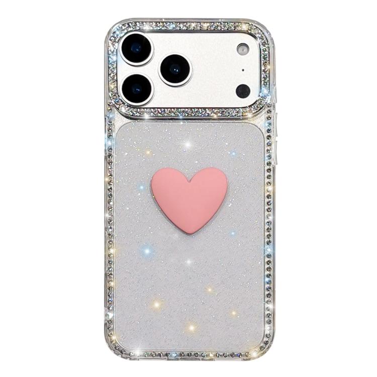 Custodia per telefono IMD Love Heart con strass flash su entrambi i lati, For iPhone 17e / 16e, For iPhone 17 Pro Max, For iPhone 17 Pro