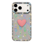Custodia per telefono IMD Love Heart con strass flash su entrambi i lati, For iPhone 17e / 16e, For iPhone 17 Pro Max, For iPhone 17 Pro