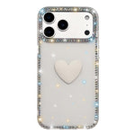 Custodia per telefono IMD Love Heart con strass flash su entrambi i lati, For iPhone 17e / 16e, For iPhone 17 Pro Max, For iPhone 17 Pro