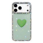 Custodia per telefono IMD Love Heart con strass flash su entrambi i lati, For iPhone 17e / 16e, For iPhone 17 Pro Max, For iPhone 17 Pro