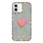 Custodia per telefono IMD Love Heart con strass flash su entrambi i lati, For iPhone 17, For iPhone Air