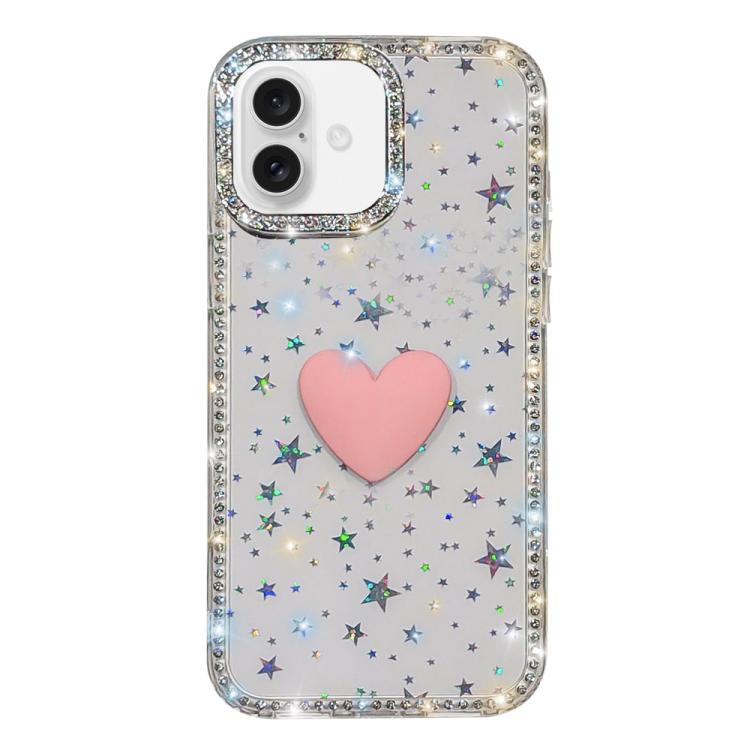 Custodia per telefono IMD Love Heart con strass flash su entrambi i lati, For iPhone 17, For iPhone Air