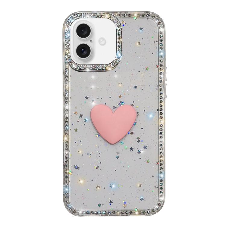 Custodia per telefono IMD Love Heart con strass flash su entrambi i lati, For iPhone 17, For iPhone Air