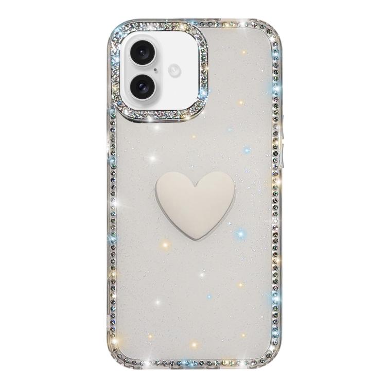 Custodia per telefono IMD Love Heart con strass flash su entrambi i lati, For iPhone 17, For iPhone Air