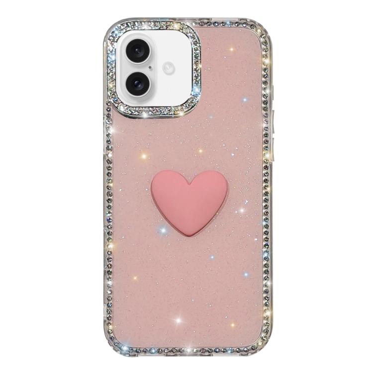 Custodia per telefono IMD Love Heart con strass flash su entrambi i lati, For iPhone 17, For iPhone Air