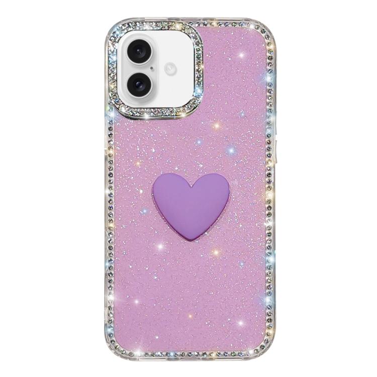 Custodia per telefono IMD Love Heart con strass flash su entrambi i lati, For iPhone 17, For iPhone Air