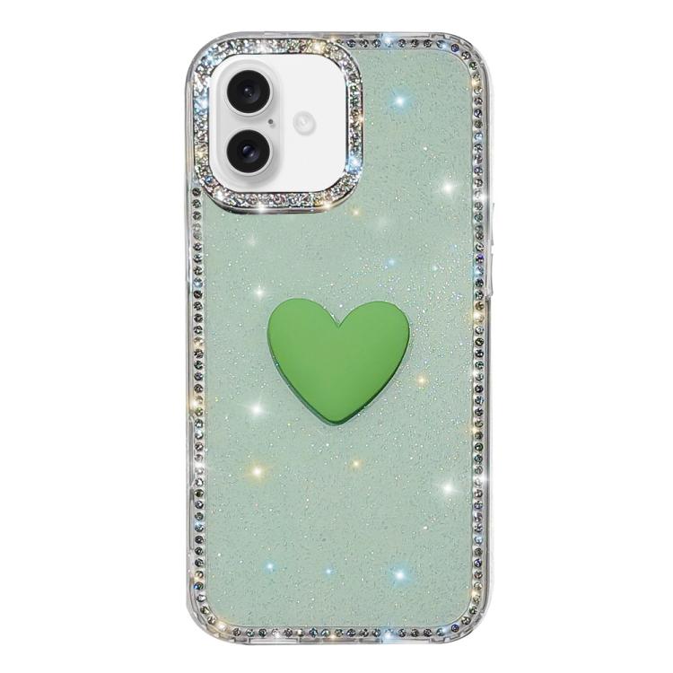 Custodia per telefono IMD Love Heart con strass flash su entrambi i lati, For iPhone 17, For iPhone Air