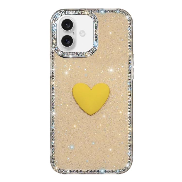 Custodia per telefono IMD Love Heart con strass flash su entrambi i lati, For iPhone 17, For iPhone Air