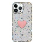 Custodia per telefono IMD Love Heart con strass flash su entrambi i lati, For iPhone 15 Pro Max, For iPhone 15 Pro