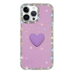Custodia per telefono IMD Love Heart con strass flash su entrambi i lati, For iPhone 15 Pro Max, For iPhone 15 Pro