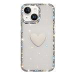 Custodia per telefono IMD Love Heart con strass flash su entrambi i lati, For iPhone 15, For iPhone 14