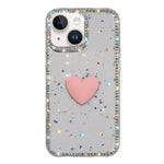 Custodia per telefono IMD Love Heart con strass flash su entrambi i lati, For iPhone 15, For iPhone 14