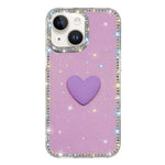Custodia per telefono IMD Love Heart con strass flash su entrambi i lati, For iPhone 15, For iPhone 14