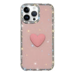 Custodia per telefono IMD Love Heart con strass flash su entrambi i lati, For iPhone 14 Pro, For iPhone 14 Pro Max