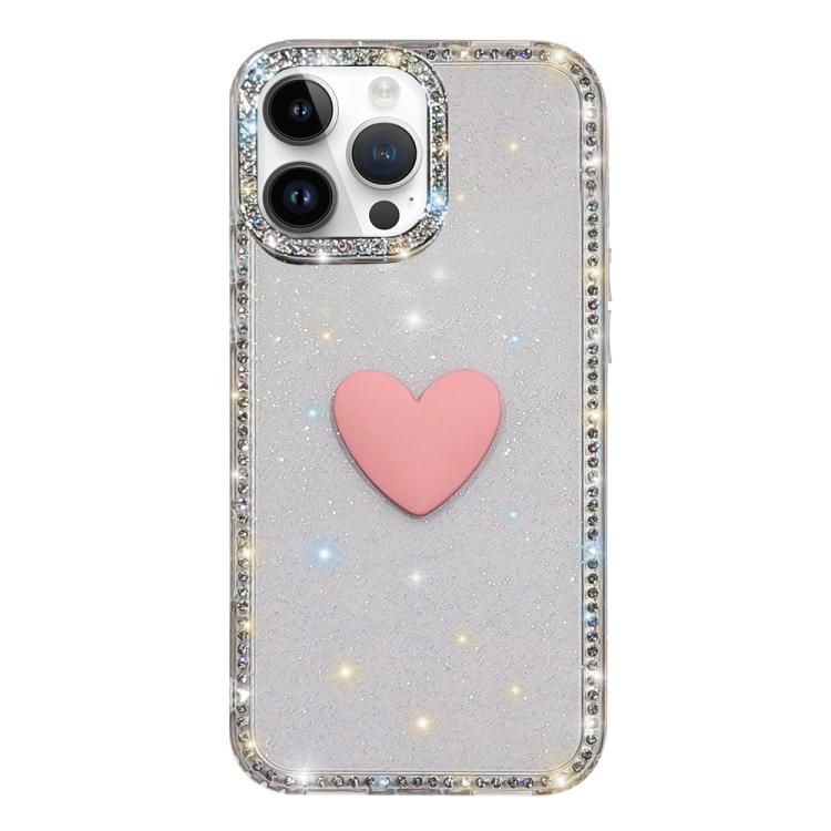 Custodia per telefono IMD Love Heart con strass flash su entrambi i lati, For iPhone 13 Pro Max, For iPhone 13 Pro