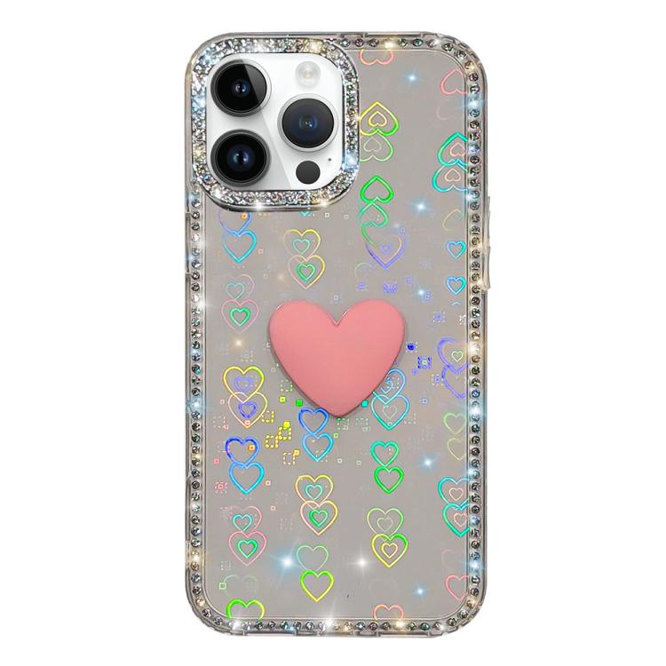 Custodia per telefono IMD Love Heart con strass flash su entrambi i lati, For iPhone 13 Pro Max, For iPhone 13 Pro