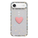 Custodia per telefono IMD Love Heart con strass flash su entrambi i lati, For iPhone 17, For iPhone Air