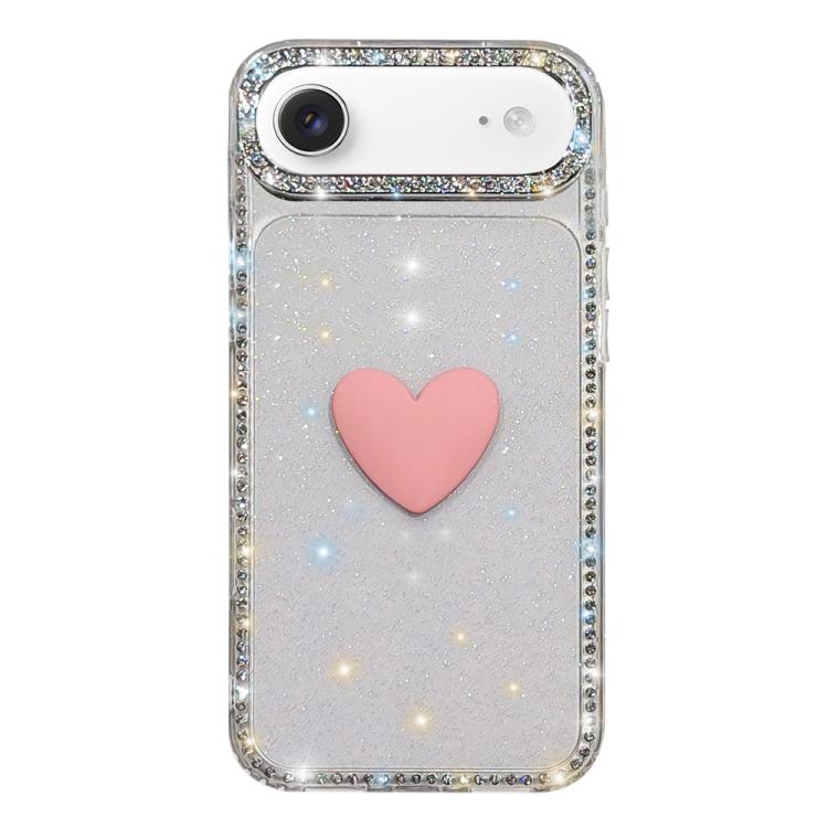 Custodia per telefono IMD Love Heart con strass flash su entrambi i lati, For iPhone 17, For iPhone Air