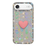 Custodia per telefono IMD Love Heart con strass flash su entrambi i lati, For iPhone 17, For iPhone Air