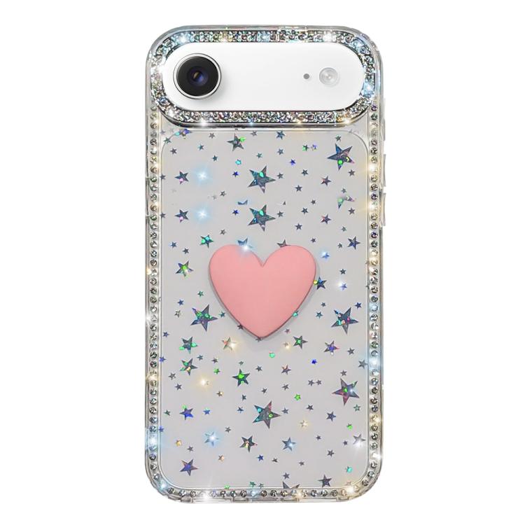 Custodia per telefono IMD Love Heart con strass flash su entrambi i lati, For iPhone 17, For iPhone Air
