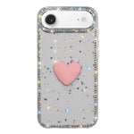 Custodia per telefono IMD Love Heart con strass flash su entrambi i lati, For iPhone 17, For iPhone Air