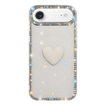 Custodia per telefono IMD Love Heart con strass flash su entrambi i lati, For iPhone 17, For iPhone Air