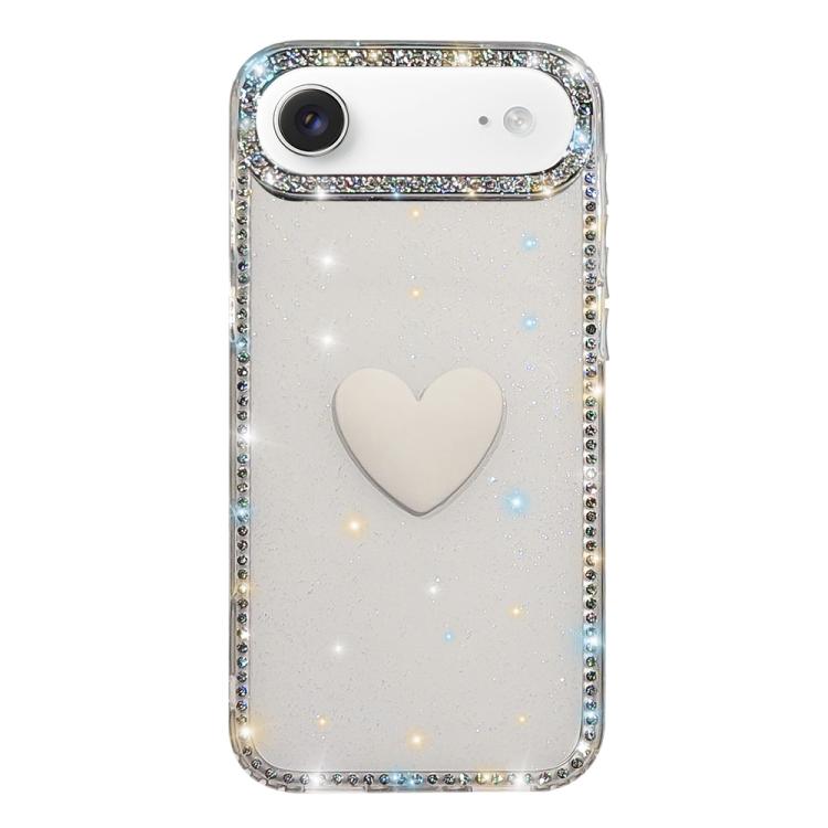 Custodia per telefono IMD Love Heart con strass flash su entrambi i lati, For iPhone 17, For iPhone Air